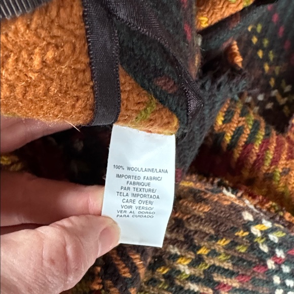 Anne Klein patchwork Plaid A-Line Skirt Orange Black tartan plaid wool size 12 - Picture 7 of 7